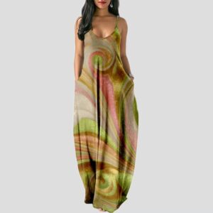 Women's Fashionable Printed Sleeveless Pocket Dress